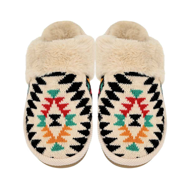 SPE3001 Aztec Pattern Furry Slippers