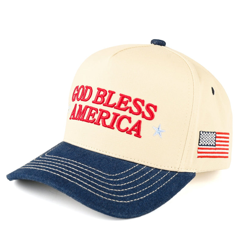 TCM0067 Two Tone God Bless America Embroidered Trucker Hat