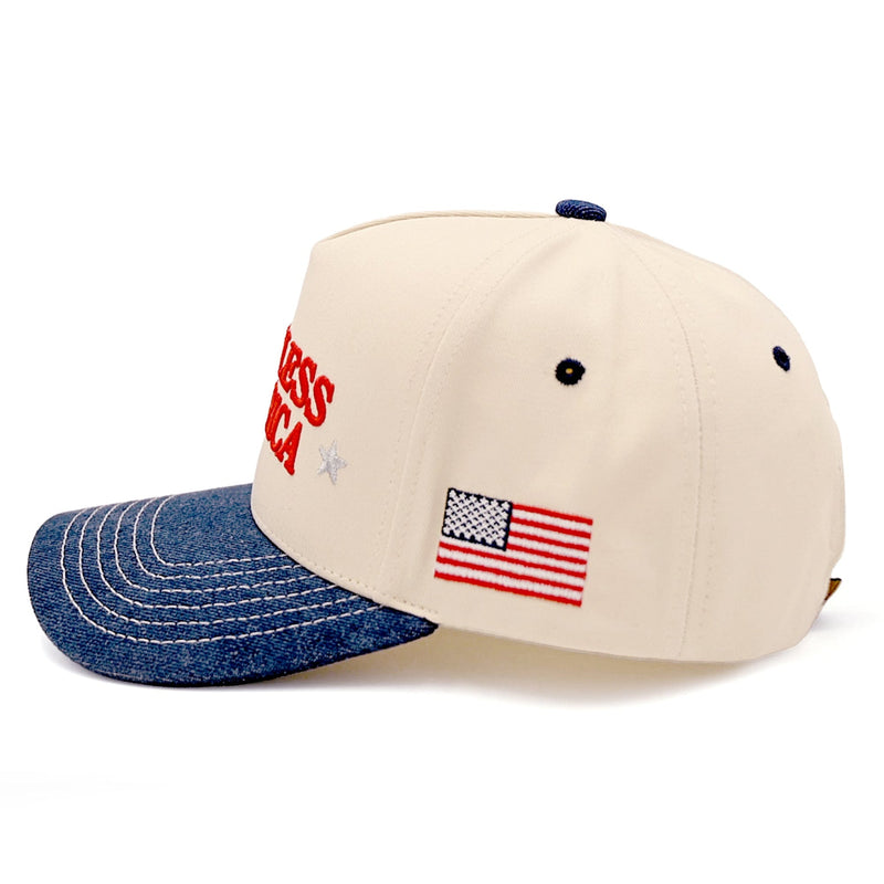 TCM0067 Two Tone God Bless America Embroidered Trucker Hat