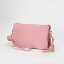 TG10573 Stacey Faux Suede 3 compartments Crossbody Bag