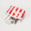 TG10907 Sylvia Stripe Glossy Makeup Bag with Wrist Strap