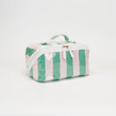 TG10908 Rosalia Stripe Glossy Train Case Makeup Bag with Handle