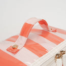 TG10908 Rosalia Stripe Glossy Train Case Makeup Bag with Handle