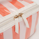 TG10908 Rosalia Stripe Glossy Train Case Makeup Bag with Handle