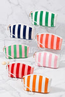 TG10907 Sylvia Stripe Glossy Makeup Bag with Wrist Strap