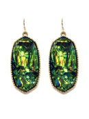 VE0709 Cressida Large Oval Hexagon Drop Earrings