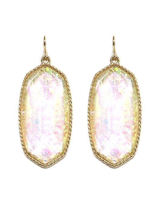 VE0709 Cressida Large Oval Hexagon Drop Earrings