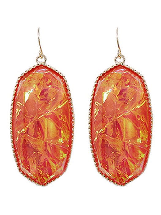 VE0709 Cressida Large Oval Hexagon Drop Earrings