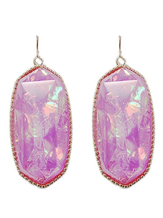 VE0709 Cressida Large Oval Hexagon Drop Earrings