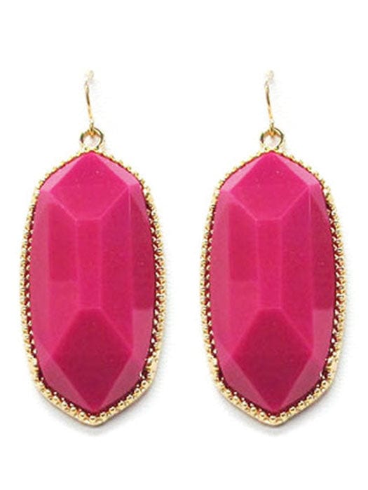 VE0709 Cressida Large Oval Hexagon Drop Earrings