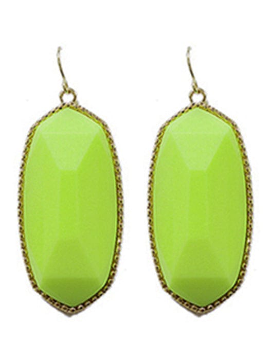 VE0709 Cressida Large Oval Hexagon Drop Earrings