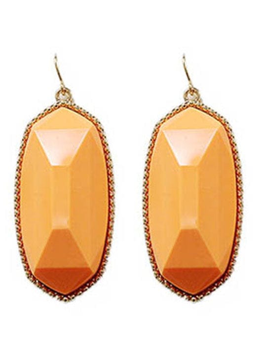 VE0709 Cressida Large Oval Hexagon Drop Earrings