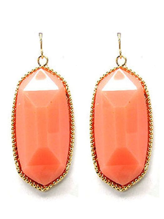 VE0709 Cressida Large Oval Hexagon Drop Earrings