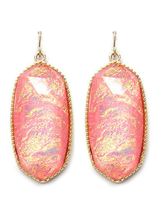 VE0709 Cressida Large Oval Hexagon Drop Earrings