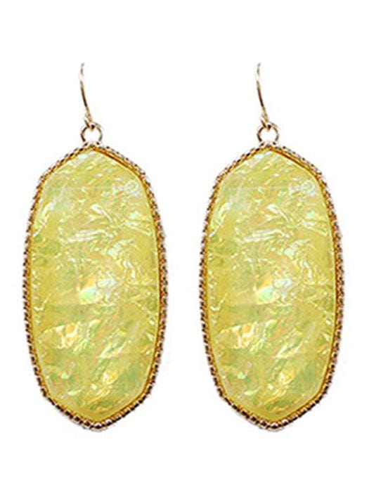 VE0709 Cressida Large Oval Hexagon Drop Earrings