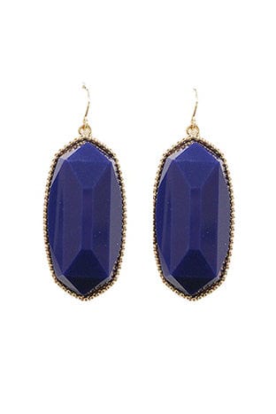 VE1117 Penelope Small Oval Hexagon Drop Earrings