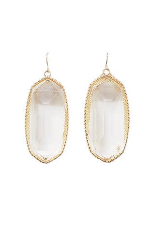 VE1117 Penelope Small Oval Hexagon Drop Earrings