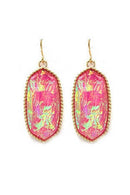 VE1117 Penelope Small Oval Hexagon Drop Earrings