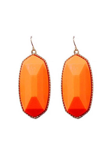VE1117 Penelope Small Oval Hexagon Drop Earrings