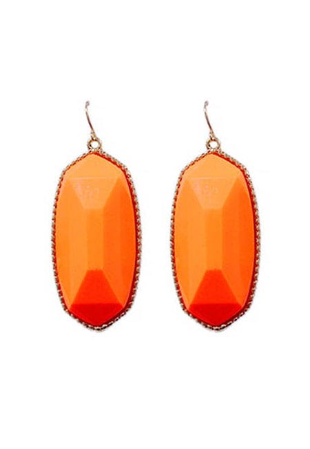 VE1117 Penelope Small Oval Hexagon Drop Earrings