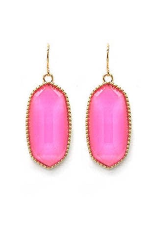 VE1117 Penelope Small Oval Hexagon Drop Earrings