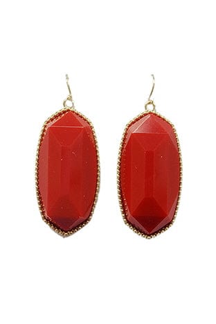 VE1117 Penelope Small Oval Hexagon Drop Earrings