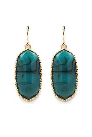 VE1117 Penelope Small Oval Hexagon Drop Earrings