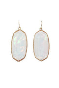 VE1117 Penelope Small Oval Hexagon Drop Earrings