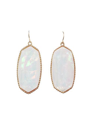 VE1117 Penelope Small Oval Hexagon Drop Earrings