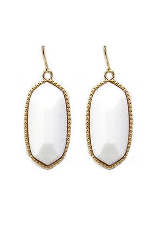 VE1117 Penelope Small Oval Hexagon Drop Earrings