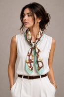 WLSQ540 Horseshoe Motif Print Square Scarf