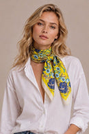 WLQS544 Bright Flower Print Square Scarf