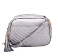 WU121 Lindsay Double Zip Chevron Crossbody Bag