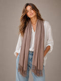 A27 Solid Crinkle Fringe Scarf - MiMi Wholesale