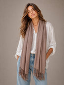 A27 Solid Crinkle Fringe Scarf - MiMi Wholesale