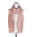 A27 Solid Crinkle Fringe Scarf - MiMi Wholesale