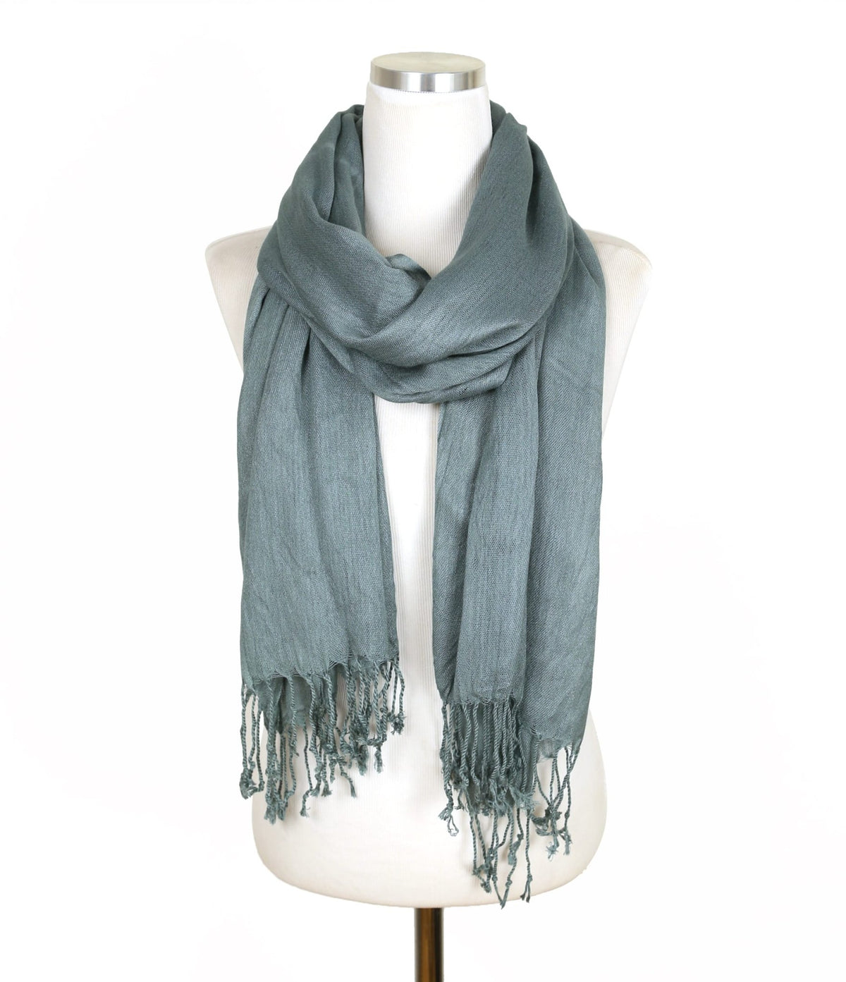 A27 Solid Crinkle Fringe Scarf - MiMi Wholesale