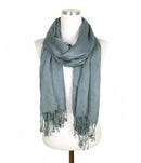 A27 Solid Crinkle Fringe Scarf - MiMi Wholesale