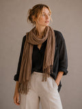 A27 Solid Crinkle Fringe Scarf - MiMi Wholesale