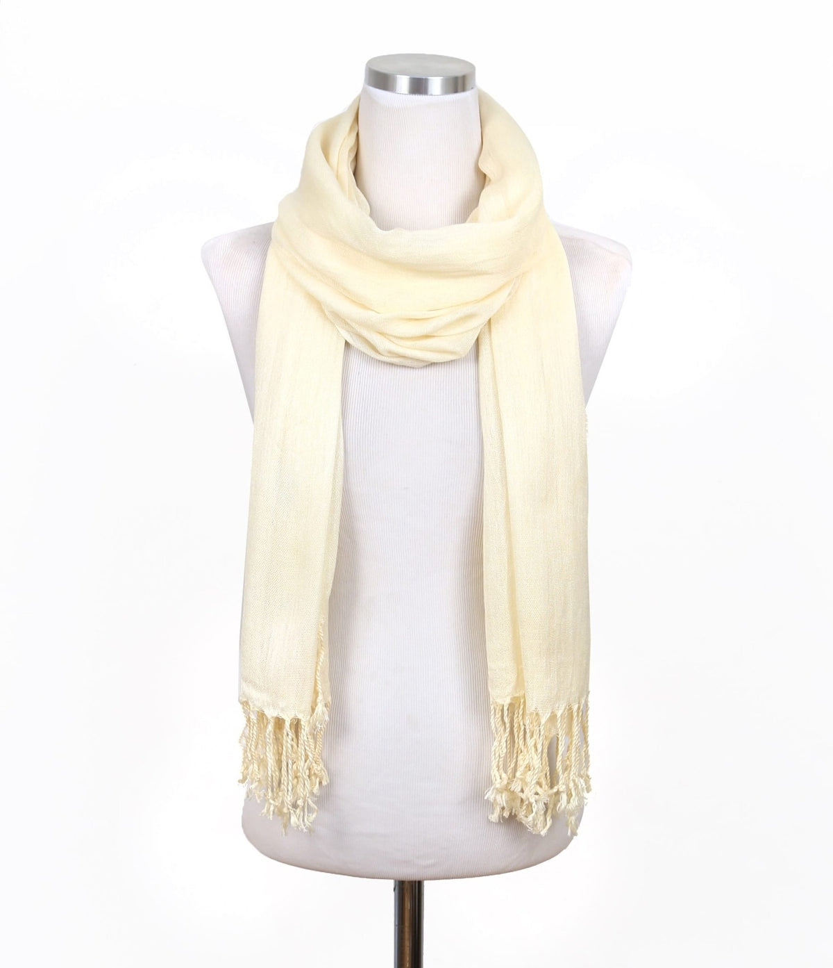 A27 Solid Crinkle Fringe Scarf - MiMi Wholesale