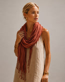 A27 Solid Crinkle Fringe Scarf - MiMi Wholesale