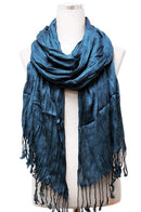A27 Solid Crinkle Fringe Scarf - MiMi Wholesale