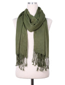A27 Solid Crinkle Fringe Scarf - MiMi Wholesale