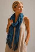 A27 Solid Crinkle Fringe Scarf - MiMi Wholesale