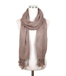 A27 Solid Crinkle Fringe Scarf - MiMi Wholesale