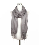 A27 Solid Crinkle Fringe Scarf - MiMi Wholesale