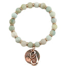 AB8654 - GAMT2 27" Rose Gold Tone & Patina 'G' Semi Precious Bead Stretch Bracelet - MiMi Wholesale