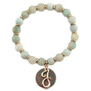 AB8654 - JAMT2 27" Rose Gold Tone & Patina 'J' Semi Precious Bead Stretch Bracelet - MiMi Wholesale