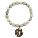 AB8654 - PAMT2 27" Rose Gold Tone & Patina 'P' Semi Precious Bead Stretch Bracelet - MiMi Wholesale
