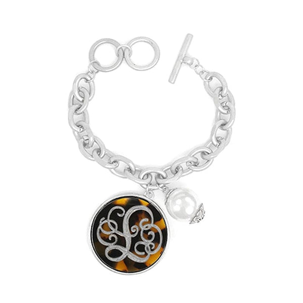 AB9590 - LWS Initial "L" Tortoise Shell Charm Bracelet - MiMi Wholesale